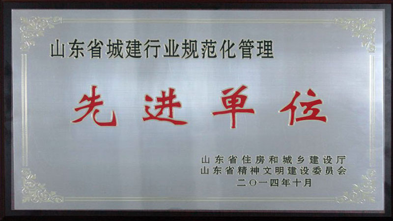 環衛集團榮獲“山東省城建行業規范化 管理先進單位”稱號